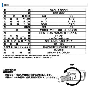 SAC-1800N ミニスポットクーラー ナカトミ 単相100V 冷媒HFC