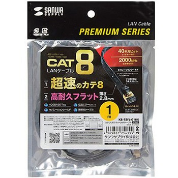 フラットLANケーブル(CAT8/ブラック) EA764BBシリーズ エスコ