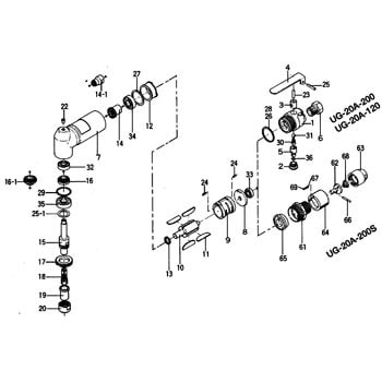 部品 ダイグラインダ UG-20A-200S 瓜生製作 空圧工具アクセサリー部品