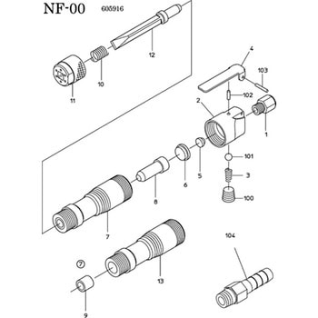 ☆未使用品☆NPK 日本ニューマチック工業 エアーフラックスハンマー NF-00 フラックスチッパー エアハンマー エアーハンマー 73873