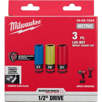 SHOCKWAVE IMPACT DUTY ホイールナット用インパクトソケットセット 1/2インチ(12.7mm)角 (17，19，21mm) ミルウォーキーツール