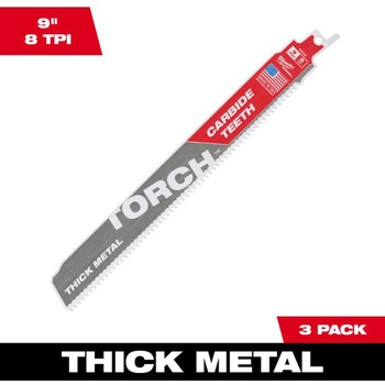 TORCH 金工用カーバイドレシプロソーブレード 8TPI 229mm(3本パック) ミルウォーキーツール