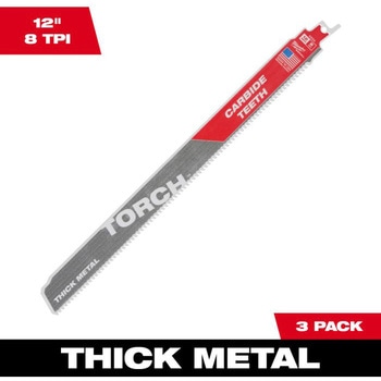 TORCH 金工用カーバイドレシプロソーブレード 8TPI 305mm(3本パック) ミルウォーキーツール