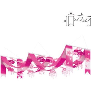 あけぼの桜プリーツ2連ペナント - アルファ[販促]