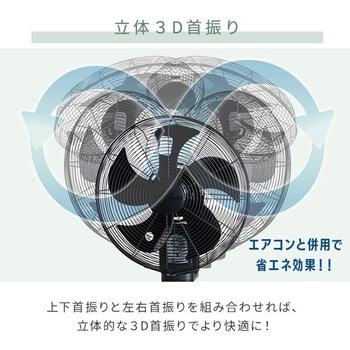 工場扇 DCモーター スタンド式 3D首振り45cm 大風量 業務用 工業用 YAMAZEN(山善)