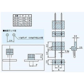 プリント板用ジャンパー・ジャン太 ピッチ2.54mm 青(100本入) XX-2シリーズ MAC8(マックエイト)