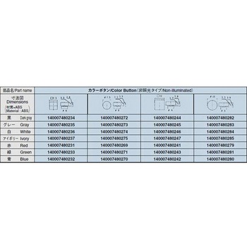 押しボタンスイッチ角7.5ボタン ニデックコンポーネンツ(旧：日本電産コパル電子)