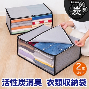 引き手が便利 活性炭衣類整理袋2枚組 アストロ