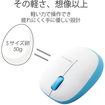 ワイヤレスマウス 無線 2.4GHz USB 3ボタン ブルーLED 軽量 小型 シンメトリーデザイン エレコム
