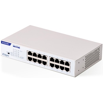 スイッチングハブ 16ポート ギガ 1000BASE-T 電源内蔵 金属筐体 静音ファンレス ループ検知 50℃対応 エレコム