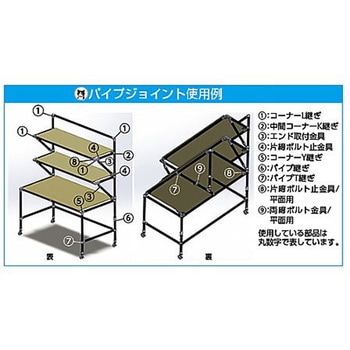 48.6mm パイプジョイント コーナーY継ぎ/自在 エスコ