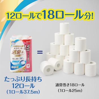 エリエール 消臭+トイレットティシュー 芯からしっかり香る フレッシュクリアの香り たっぷり長持ち12R(ダブル) エリエール