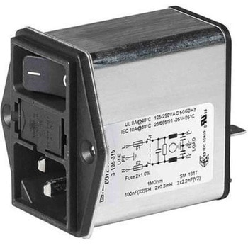 IECフィルタコネクタ ねじ取り付け 10A 250 V ac SCHURTER