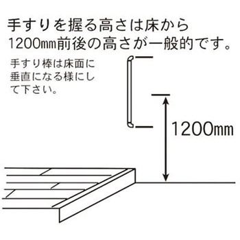 Φ35x 800mm 木製手すり 縦・横兼用 エスコ