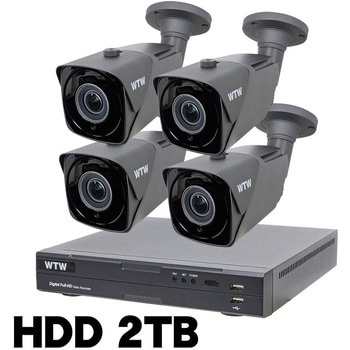 400万画素 EX-SDI 防犯カメラ カメラ4台+専用録画機セット HDD2TB WTW-DEHP704Y/WTW-EHR228YJ 塚本無線