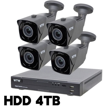 400万画素 EX-SDI 防犯カメラ カメラ4台+専用録画機セット HDD4TB WTW-DEHP704Y/WTW-EHR228YJ 塚本無線