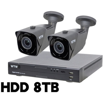 400万画素 EX-SDI 防犯カメラ カメラ2台+専用録画機セット HDD8TB WTW-DEHP704Y/WTW-EHR228YJ 塚本無線