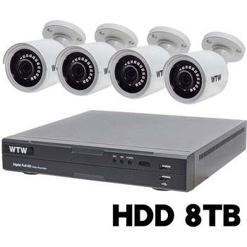 400万画素 EX-SDI 防犯カメラ カメラ4台+専用録画機セット HDD8TB WTW-DEHP704Y/WTW-EHR199Y 塚本無線