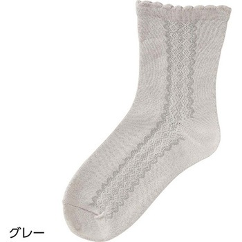 婦人名前の書けるサイドレース柄シルク入ソックス 22～24cm 89612シリーズ ケアファッション
