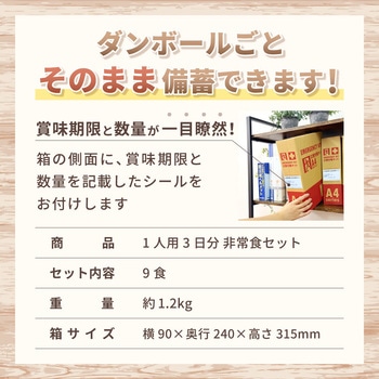 人数別 3日分 非常食セット JHJ EVERSAFE