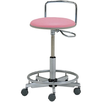 プラム ナースチェア，背付，M-4，パステルピンク，キャスター黒色 プラム