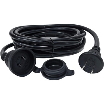 投光器用 5M延長コード 2芯 防雨型 キャップ付 屋内外兼用 GOODGOODS(グッド・グッズ)