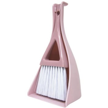 自立するチリトリ付きテーブルほうきセット ピンクベージュ 日本クリンテック