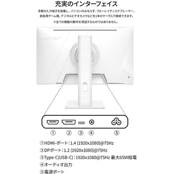 液晶ディスプレイ 23.8型/1920×1080/HDMI×1、DP×1、USB-C×1/ホワイト/スピーカー有/2年保証 JAPANNEXT