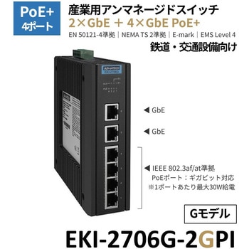 産業用PoE+スイッチ(PoE 4/8ポート・GbE/SFP対応・-40~75℃) EKI-2700シリーズ Advantech(アドバンテック)
