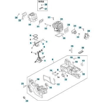 ゼノア エンジンチェーンソー GZ3950 部品 エンジン ゼノア