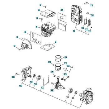 ゼノア エンジンブロワー EBZ7500 部品 ショートブロック ゼノア
