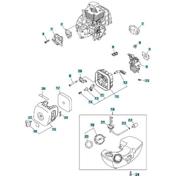 ゼノア エンジン刈払機 TRZ265-NC 部品 Carburetor and fuel