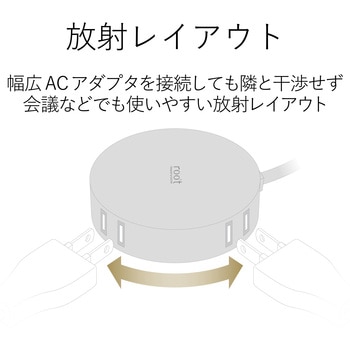 電源タップ 延長コード 2P×4個口 ほこり防止シャッター付 L字プラグ 丸型 roo’t エレコム