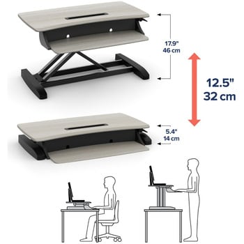 33-458-917 エルゴトロン WorkFit-Z ミニ 昇降デスク デスクコンバーター 座位・立位両用 幅約79cmx奥行約53cm  グレー木目調 1個 ERGOTRON(エルゴトロン) 【通販モノタロウ】