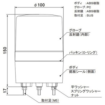 LED回転灯Φ100 ニコスピナR100 VS10Rシリーズ 日恵製作所