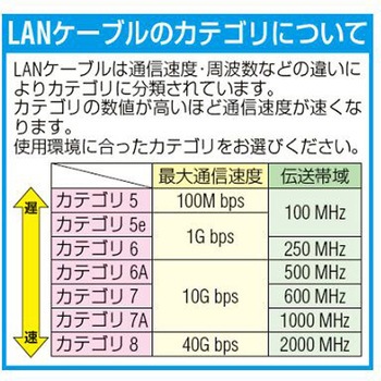 LANケーブル(CAT6/つめ折れ防止/ブラック) EA764BBシリーズ エスコ