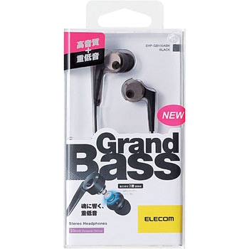 （まとめ） エレコム ステレオヘッドホン／カナル／GrandBass／レッド EHP-GB100ARD 〔×2セット〕 エレコム ステレオヘッドホン⁄カナル（マイク付）⁄GrandBass⁄ブラック