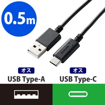 USBケーブル A-C USB2.0準拠 認証品 タイプC スマートフォン タブレット エレコム