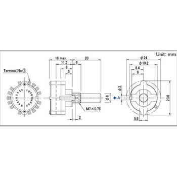 6接点対応バーチカルタイプロータリースイッチ SRRNシリーズ アルプスアルパイン(旧アルプス電気)