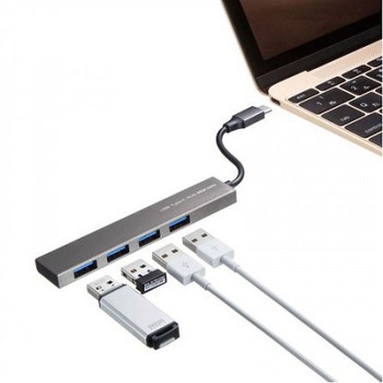 [4ポート] USB3.0スリムハブ Type-C エスコ