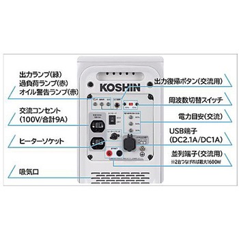 AC100V/0.9kw DC12V 発電機 ポータブルガス式 エスコ