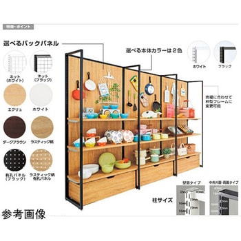 SF壁面有孔パネルタイプ W90×H210 ブラック 3連結セット アズワン