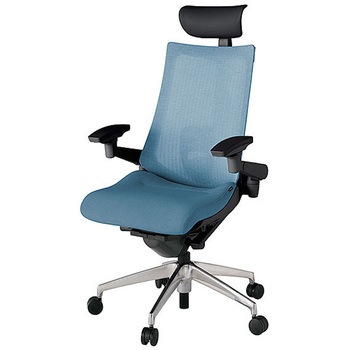 KJ-457JEFM-ZTB4 アクト2 背テクスチャードメッシュ 4D可動肘 ビニールレザー張りヘッドサポート ランバーサポート付 アルミミラー脚 <配送時組立サービス付> イトーキ 69178981