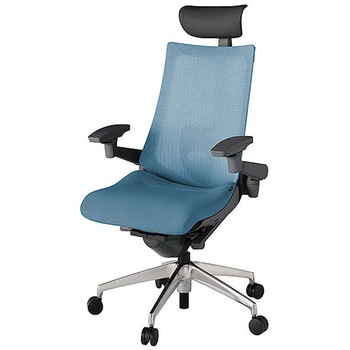 KJ-457JEFM-ZDB4 アクト2 背テクスチャードメッシュ 4D可動肘 ビニールレザー張りヘッドサポート ランバーサポート付 アルミミラー脚 <配送時組立サービス付> イトーキ 69179121