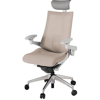 KJ-457JEFM-ZNF6 アクト2 背テクスチャードメッシュ 4D可動肘 ビニールレザー張りヘッドサポート ランバーサポート付 アルミミラー脚 <配送時組立サービス付> イトーキ 69179236