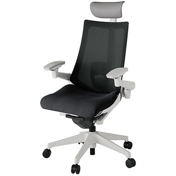 KJ-457JVFM-GNT1 アクト2 背プレーンメッシュ 4D可動肘 ビニールレザー張りヘッドサポート ランバーサポート付 樹脂脚 <配送時組立サービス付> イトーキ 69193787