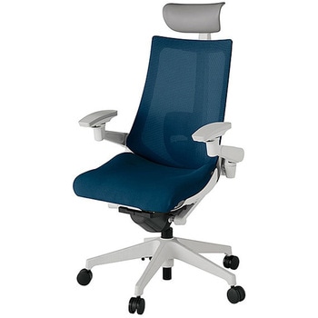 KJ-457JVFM-GNB2 アクト2 背プレーンメッシュ 4D可動肘 ビニールレザー張りヘッドサポート ランバーサポート付 樹脂脚 <配送時組立サービス付> イトーキ 69193821