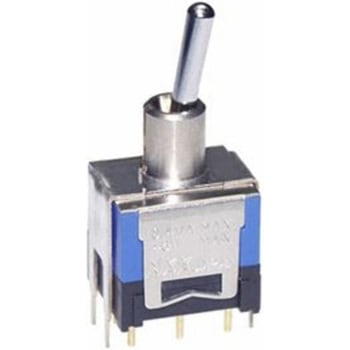 トグルスイッチ ラッチ 双極双投 DPDT PCB 0.4 VA NKKスイッチズ(旧:日本開閉器)