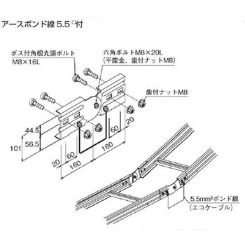 ZLP-2E スチール製 ケーブルラックパーツ 上下自在接続金具 カナフジ電工 69294675