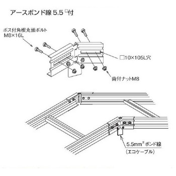 ZLP-3E スチール製 ケーブルラックパーツ 水平自在接続金具 カナフジ電工 69295165